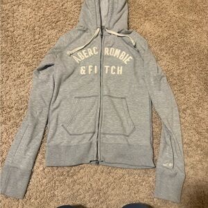 Abercrombie & Fitch Light Gray Zip-Up Hoodie
